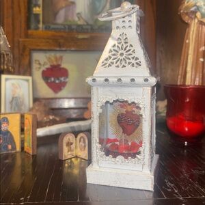 Cool tin Lantern mini shrine with Sacred Heart